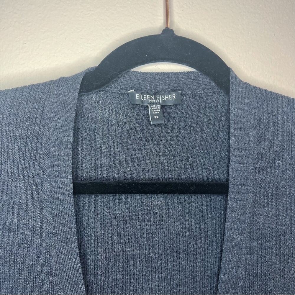 Eileen Fisher 100% Italian Wool Grey Cardigan Size Petite Large - Picture 3 of 8